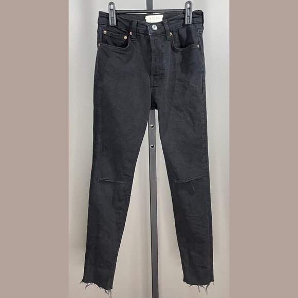 Free People Denim - Free People Jeans Womens 26 black skinny denim boho casual distressed